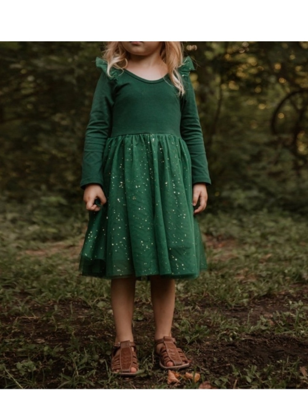 Elestory size 5 Emerald Green Sparkle Tulle Dress
